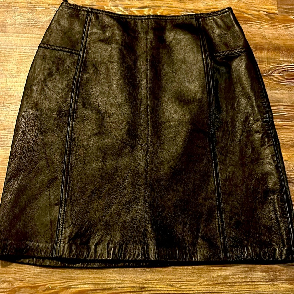 Black Vintage 100% lamb leather skirt